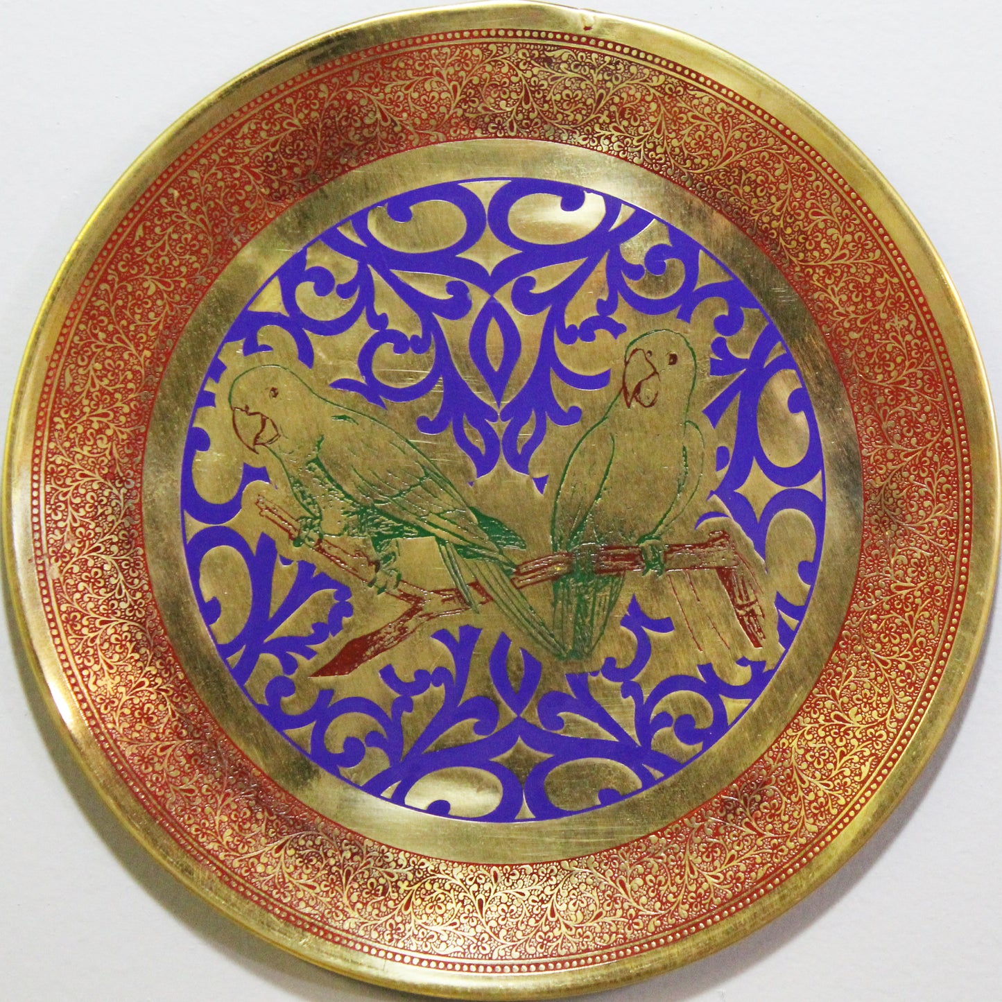 Natural Geo Relaxed Parrots Decorative Brass Accent Plate