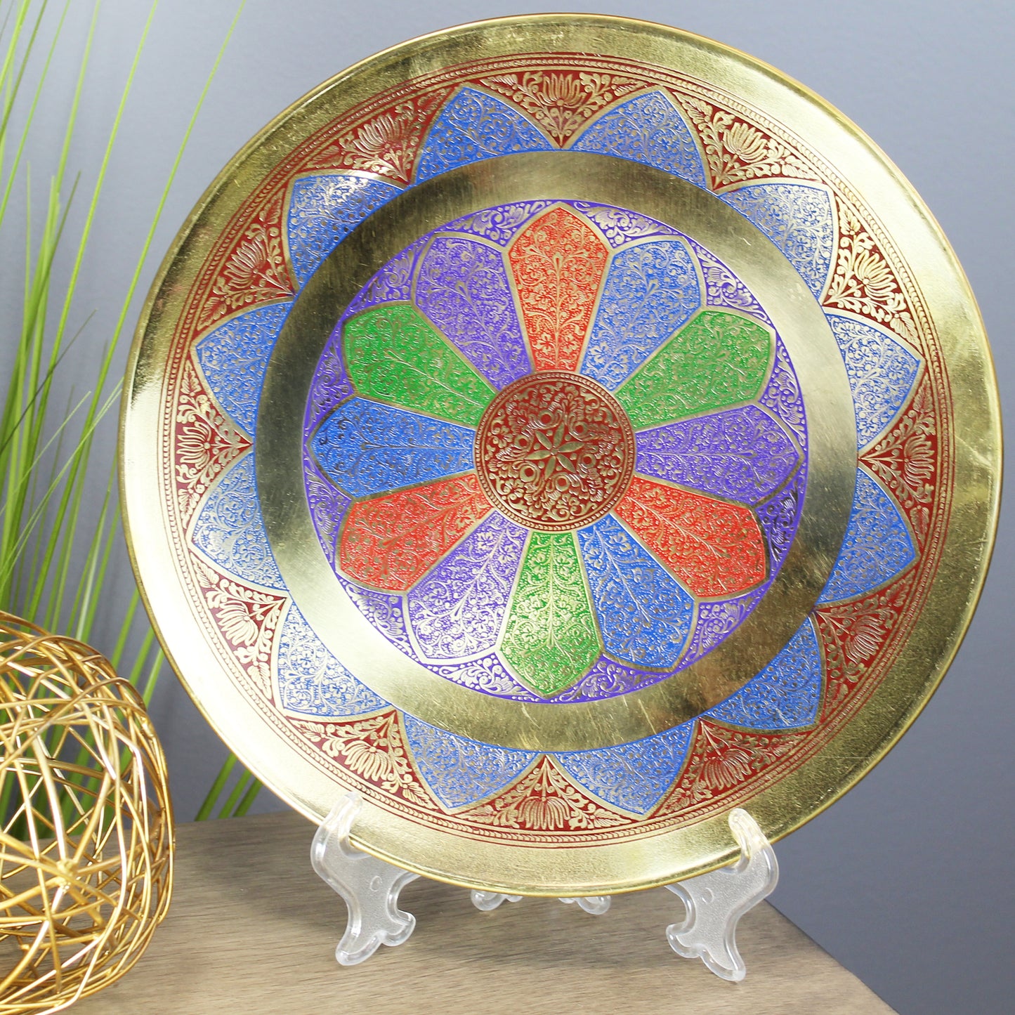 Natural Geo Abstract Multicolored Decorative Brass Accent Plate