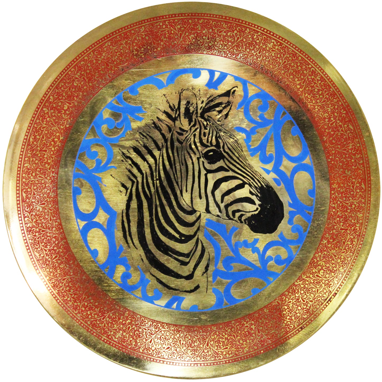 Natural Geo Zebra Decorative Brass Accent Plate