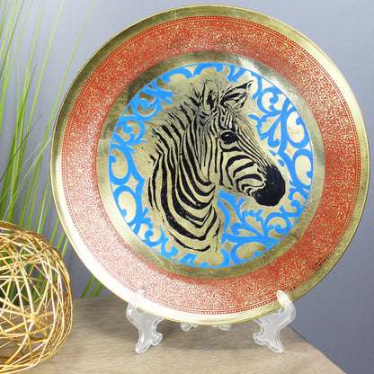 Natural Geo Zebra Decorative Brass Accent Plate