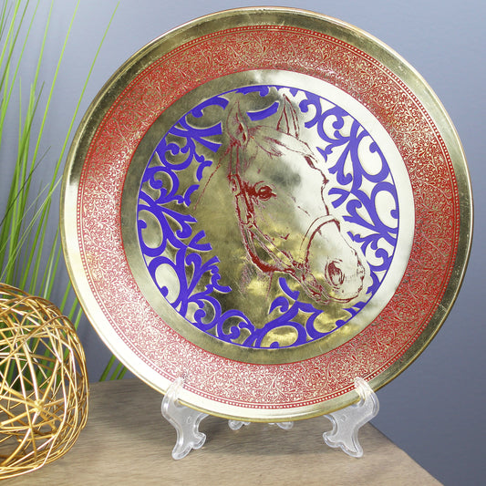 Natural Geo Horse Decorative Brass Accent Plate