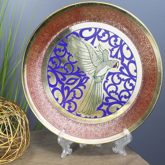 Natural Geo Flying Parrot Decorative Brass Accent Plate