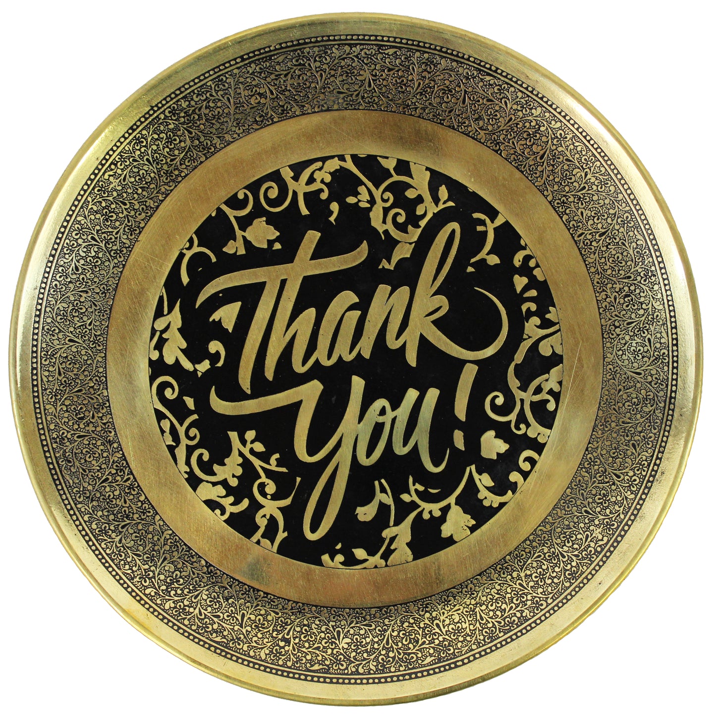 Natural Geo Decorative Brass Accent Plate - Thank You!