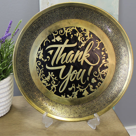 Natural Geo Decorative Brass Accent Plate - Thank You!