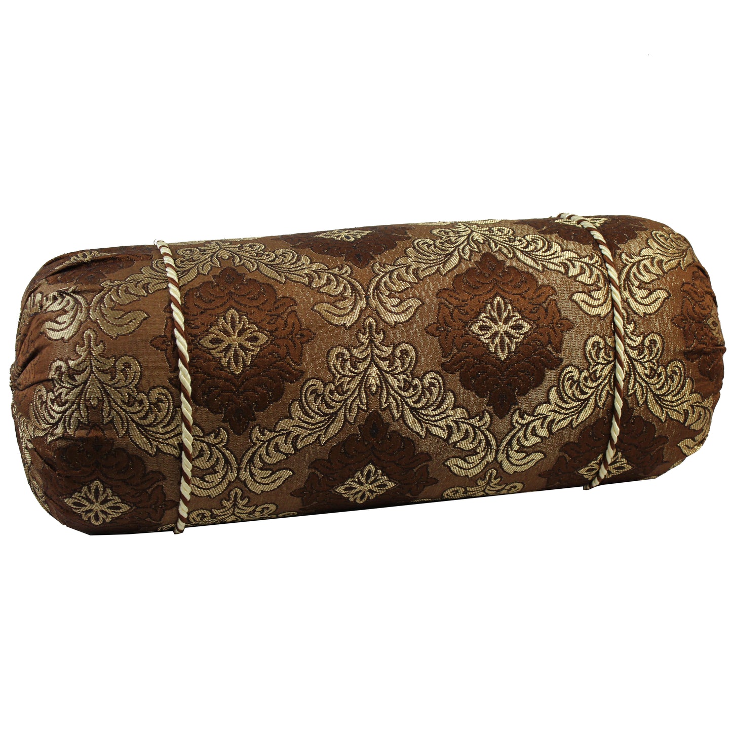 Natural Geo Brown/Gold Gao Takiya Bolster Pillow (Set of 2)