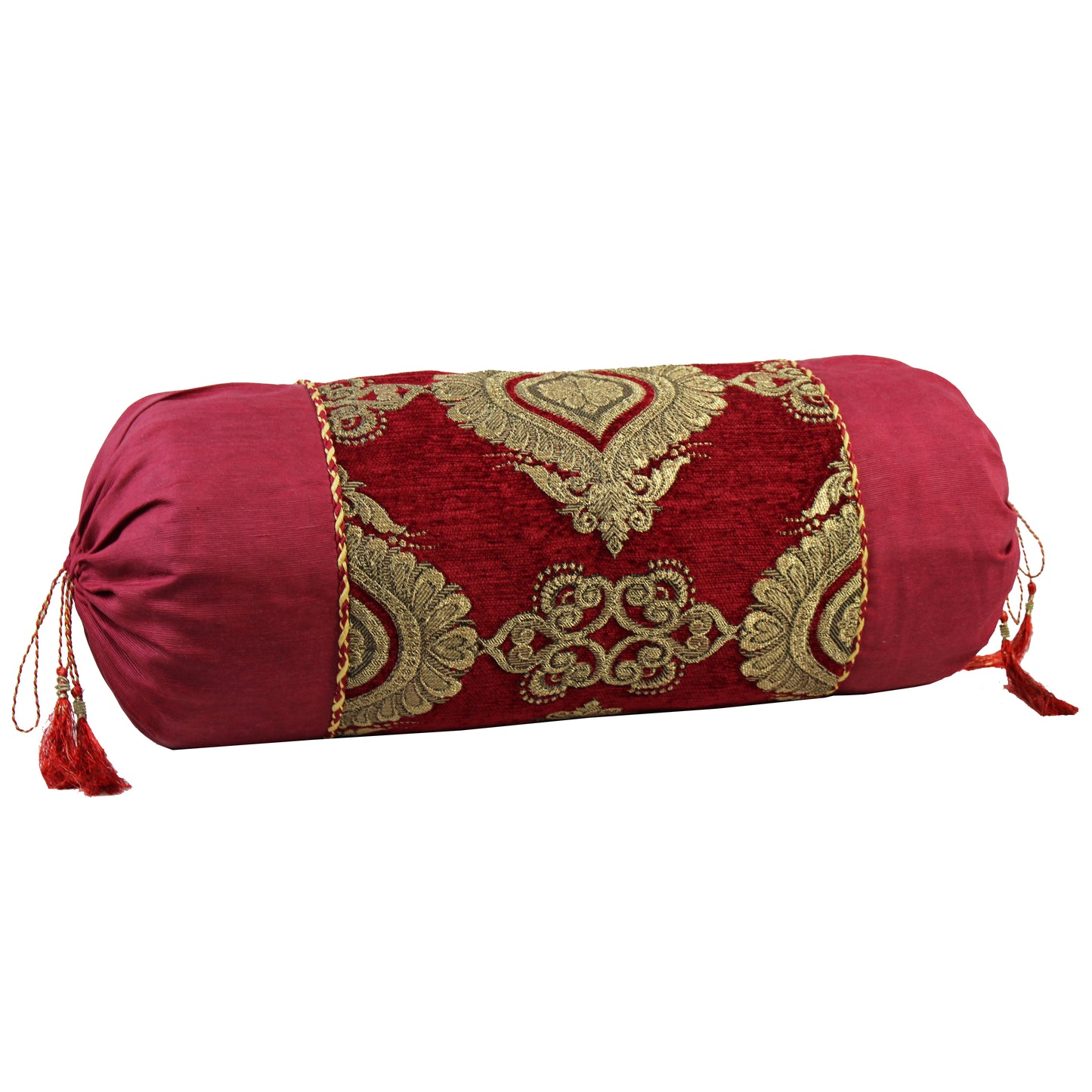 Natural Geo Red/Gold Gao Takiya Bolster Pillow (Set of 2)