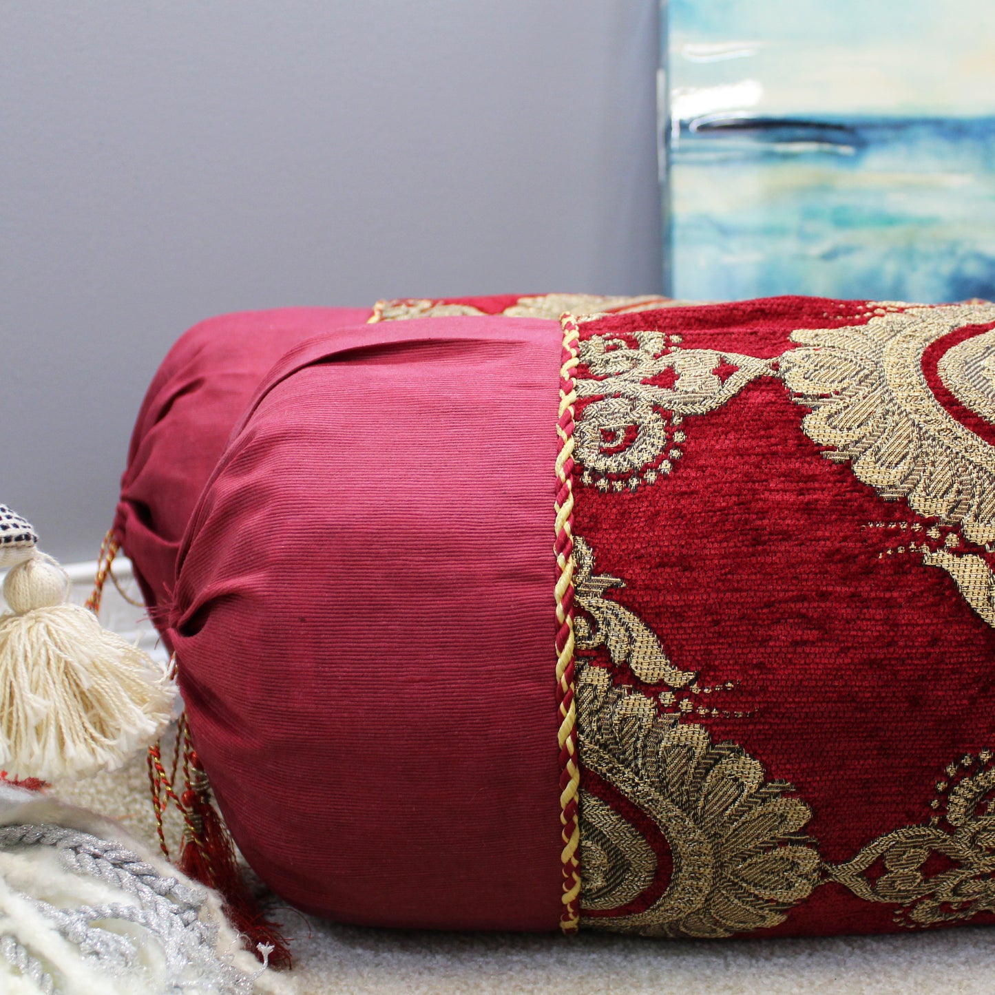 Natural Geo Red/Gold Gao Takiya Bolster Pillow (Set of 2)