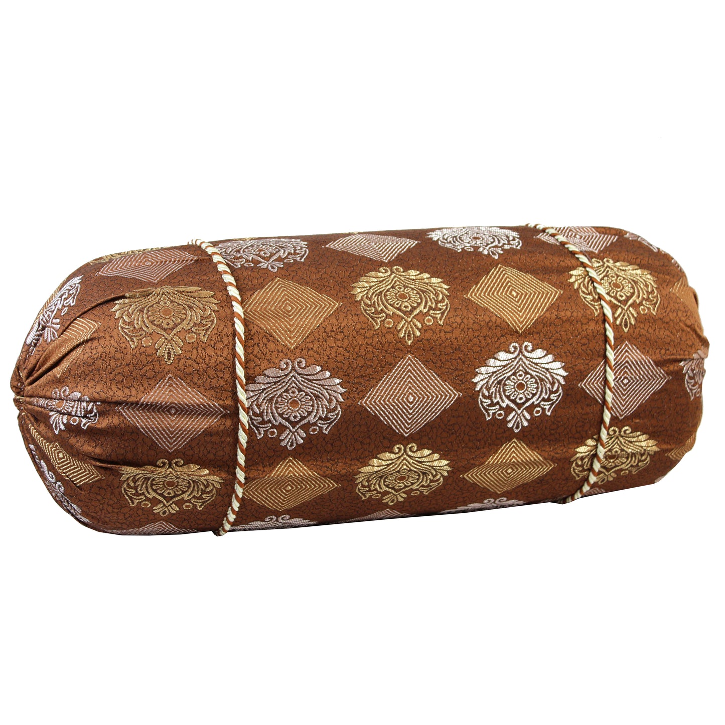 Natural Geo Brown/Gold Gao Takiya Bolster Pillow (Set of 2)