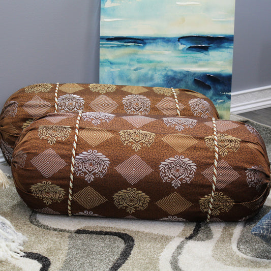 Natural Geo Brown/Gold Gao Takiya Bolster Pillow (Set of 2)