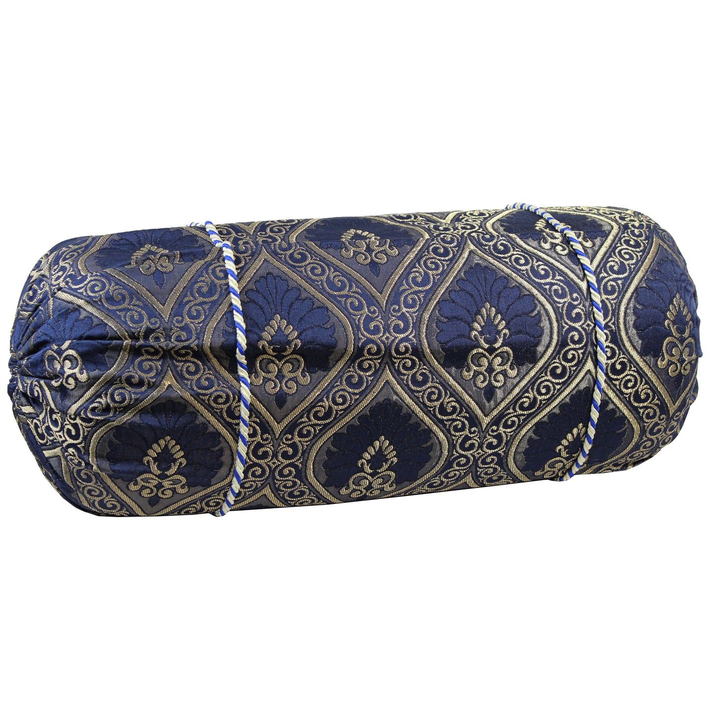 Natural Geo Navy Blue Gao Takiya Bolster Pillow (Set of 2)