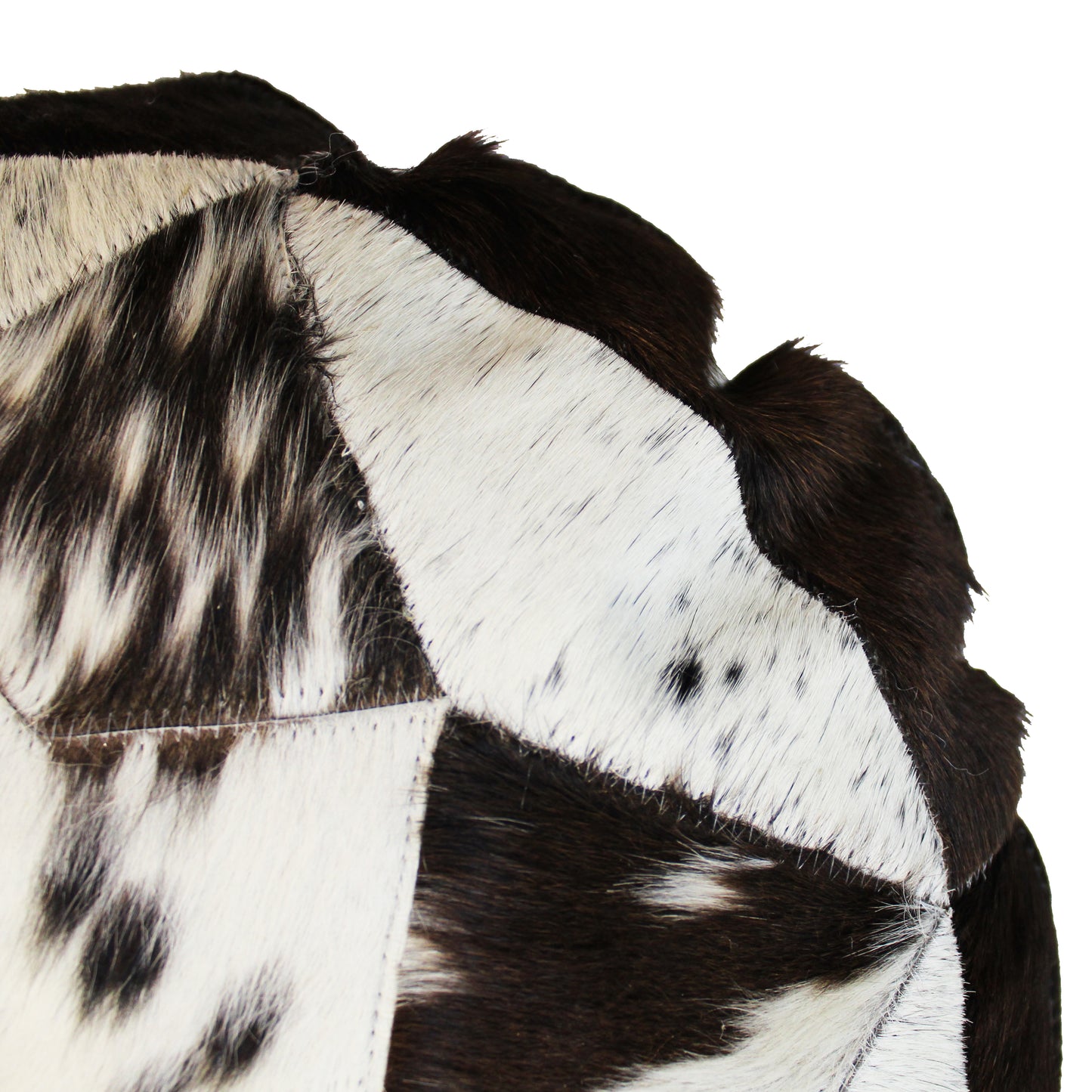 Natural Geo Herd Cowhide Black/Brown/White Round Decorative Throw Pillow