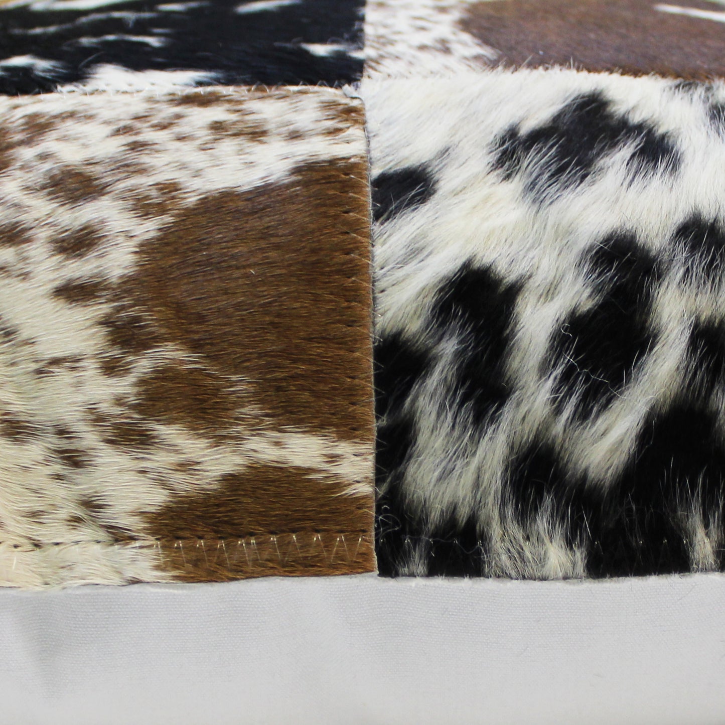 Natural Geo Herd Cowhide Black/Brown/White Square Decorative Throw Pillow
