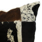 Natural Geo Herd Cowhide Black/Brown/White Square Decorative Throw Pillow