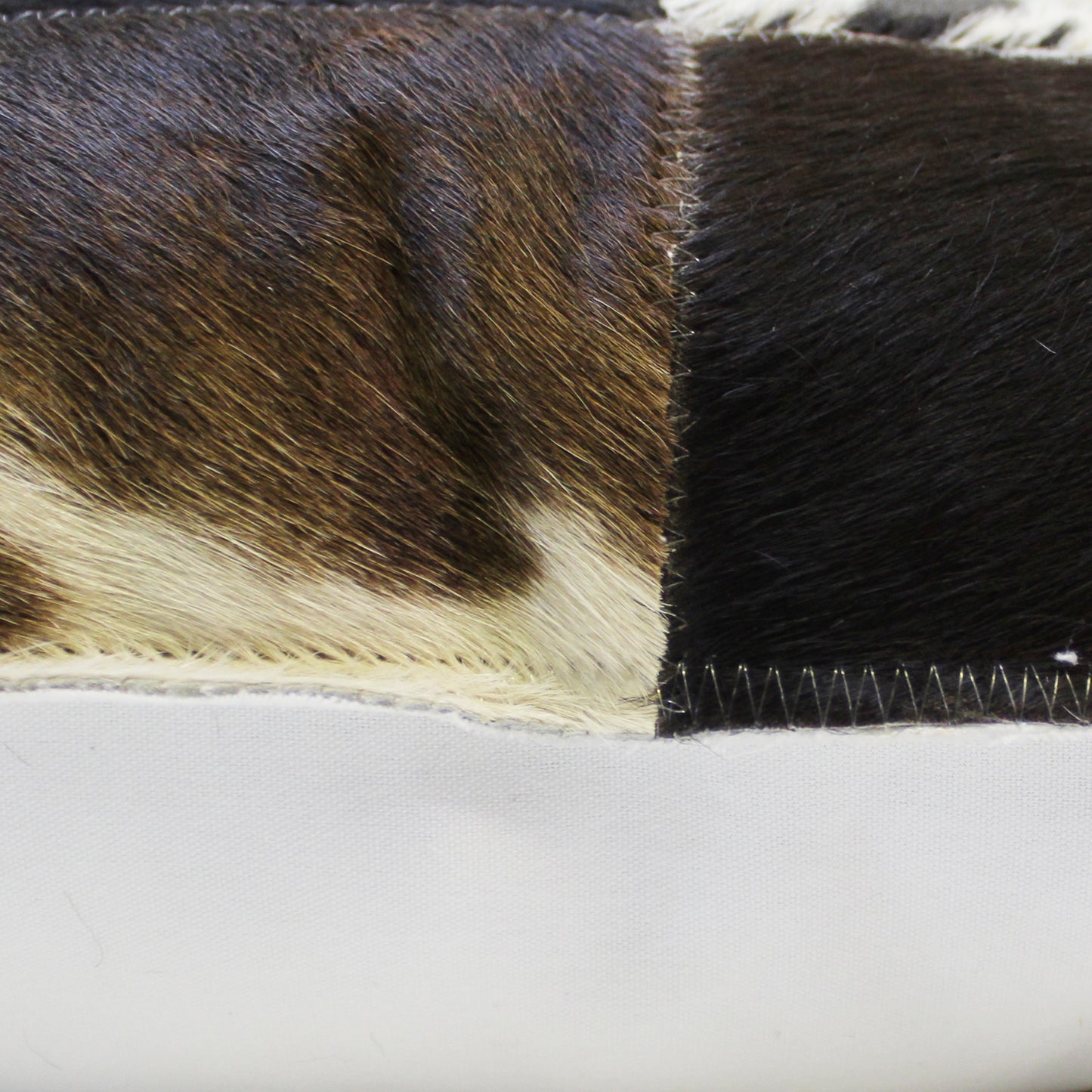Natural Geo Herd Cowhide Black/Brown/White Square Decorative Throw Pillow