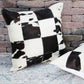 Natural Geo Herd Cowhide Black/Brown/White Square Decorative Throw Pillow