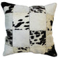 Natural Geo Herd Cowhide Black/Brown/White Square Decorative Throw Pillow