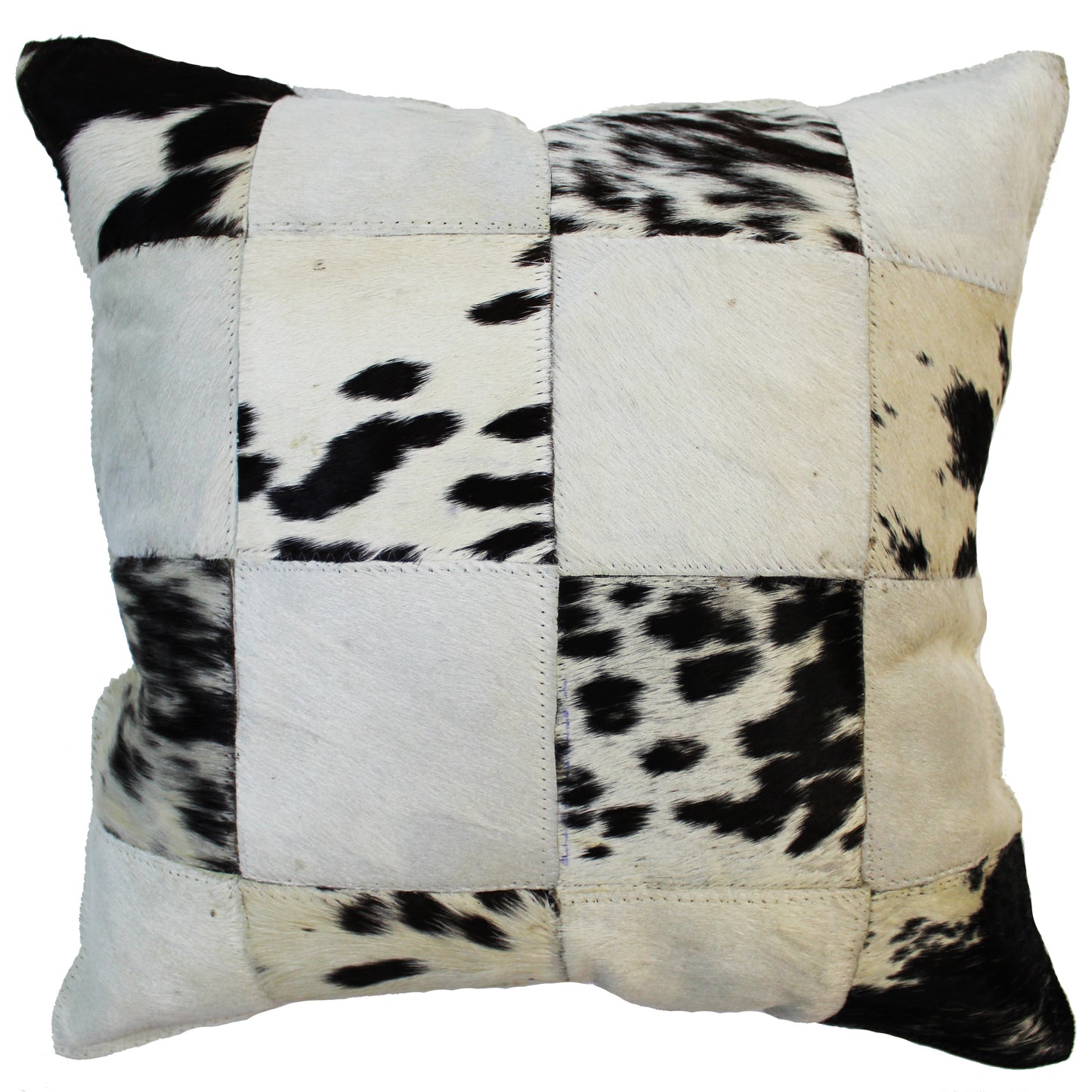 Natural Geo Herd Cowhide Black/Brown/White Square Decorative Throw Pillow