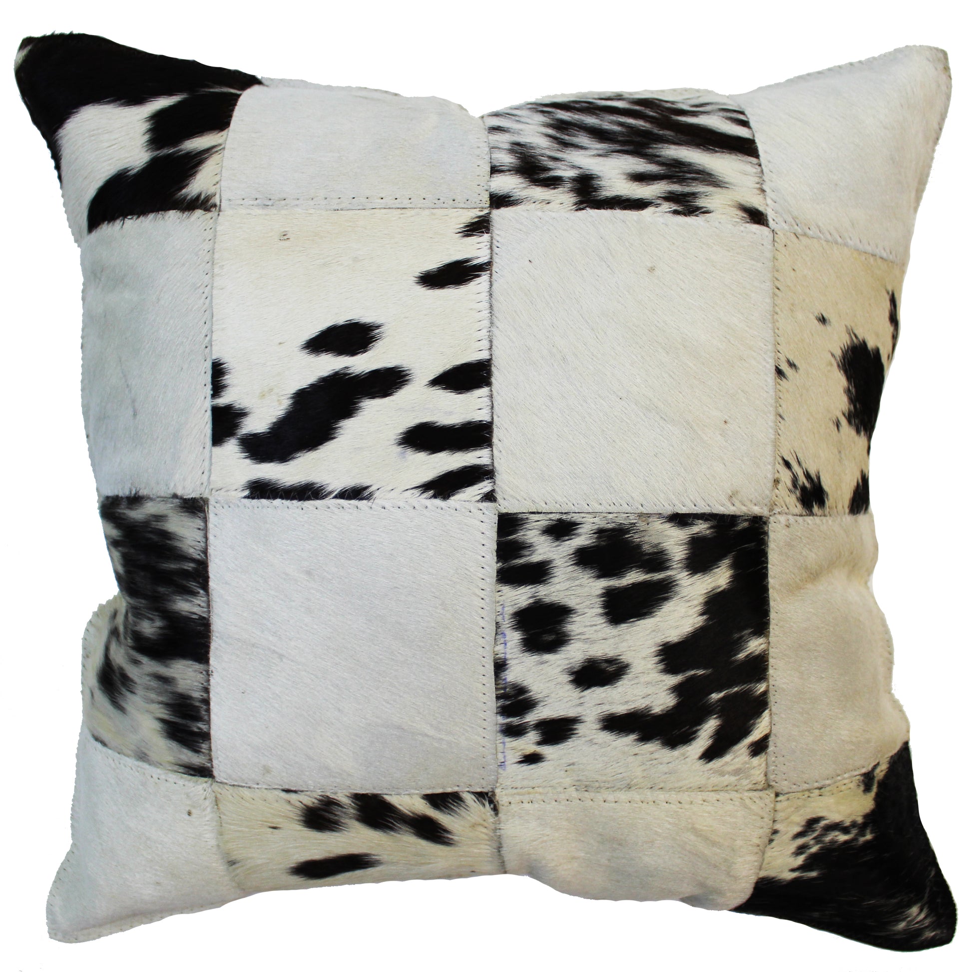 Natural Geo Herd Cowhide Black/Brown/White Square Decorative Throw Pillow