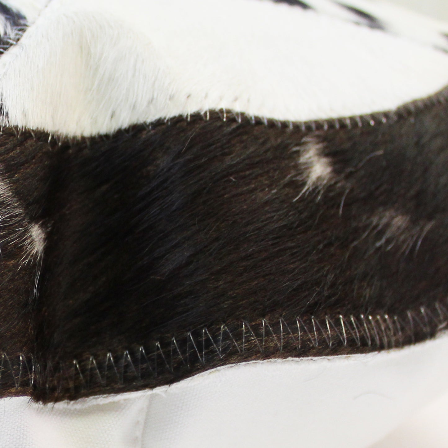Natural Geo Herd Cowhide Black/Brown/White Round Decorative Throw Pillow