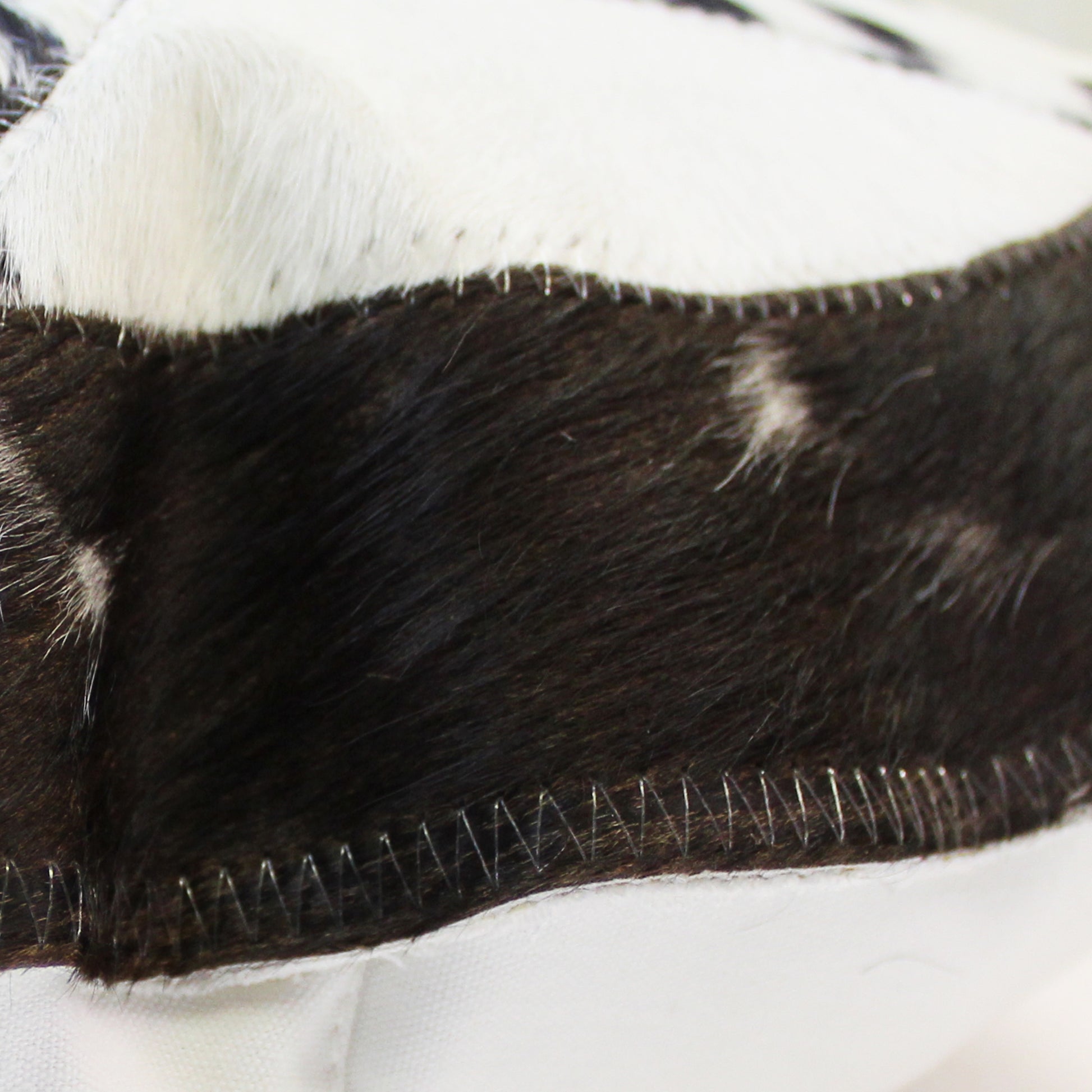 Natural Geo Herd Cowhide Black/Brown/White Round Decorative Throw Pillow