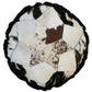 Natural Geo Herd Cowhide Black/Brown/White Round Decorative Throw Pillow