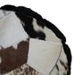 Natural Geo Herd Cowhide Black/Brown/White Round Decorative Throw Pillow