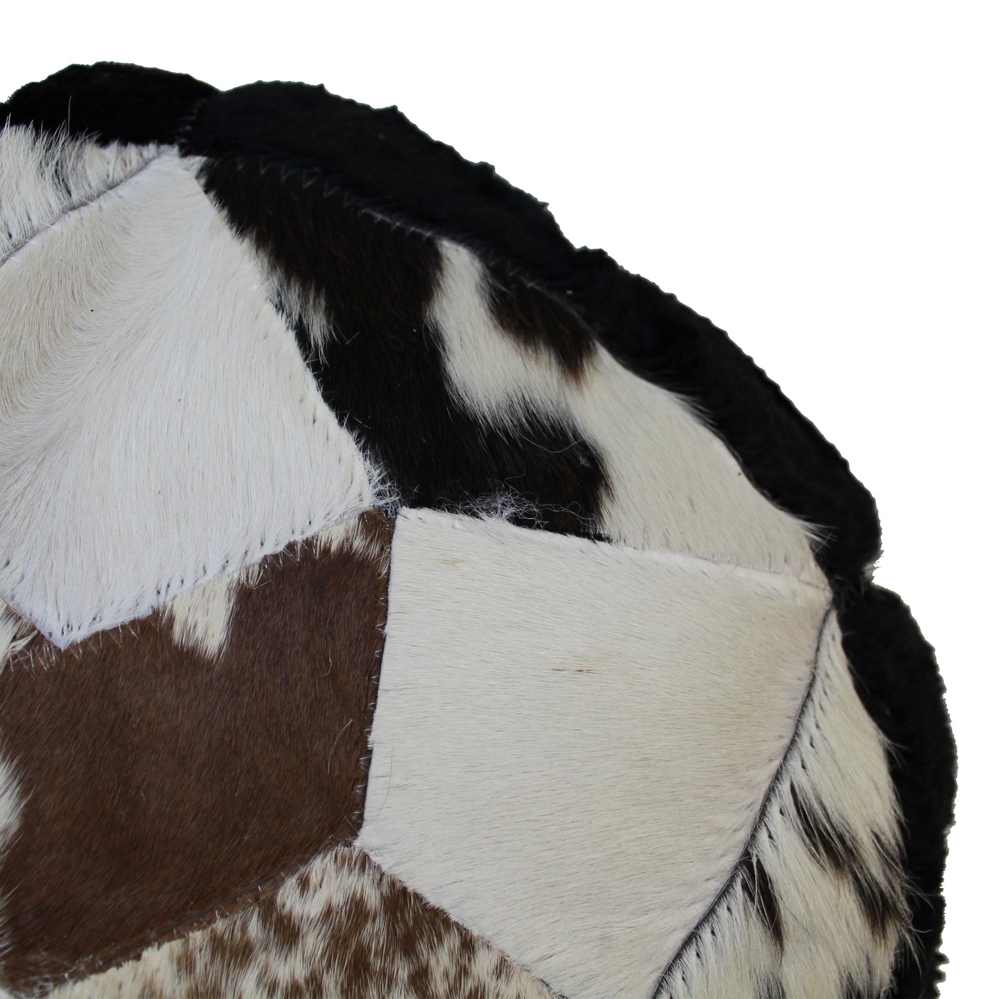 Natural Geo Herd Cowhide Black/Brown/White Round Decorative Throw Pillow