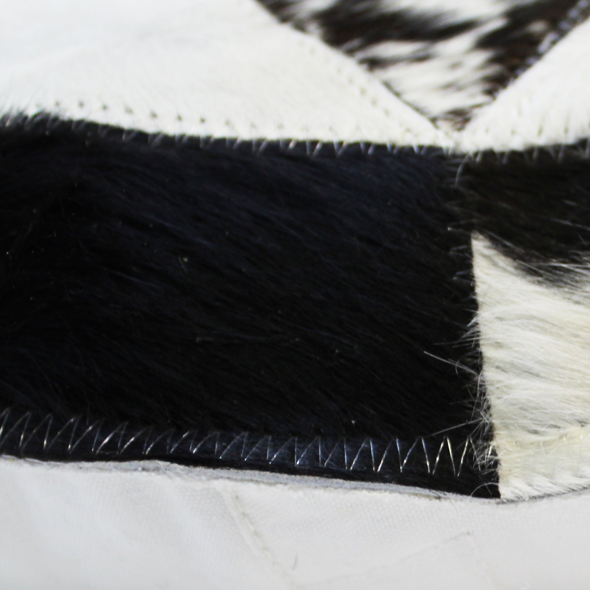 Natural Geo Herd Cowhide Black/Brown/White Round Decorative Throw Pillow