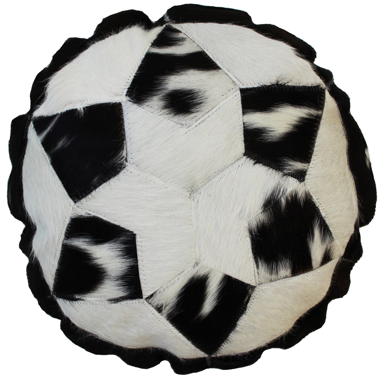 Natural Geo Herd Cowhide Black/Brown/White Round Decorative Throw Pillow