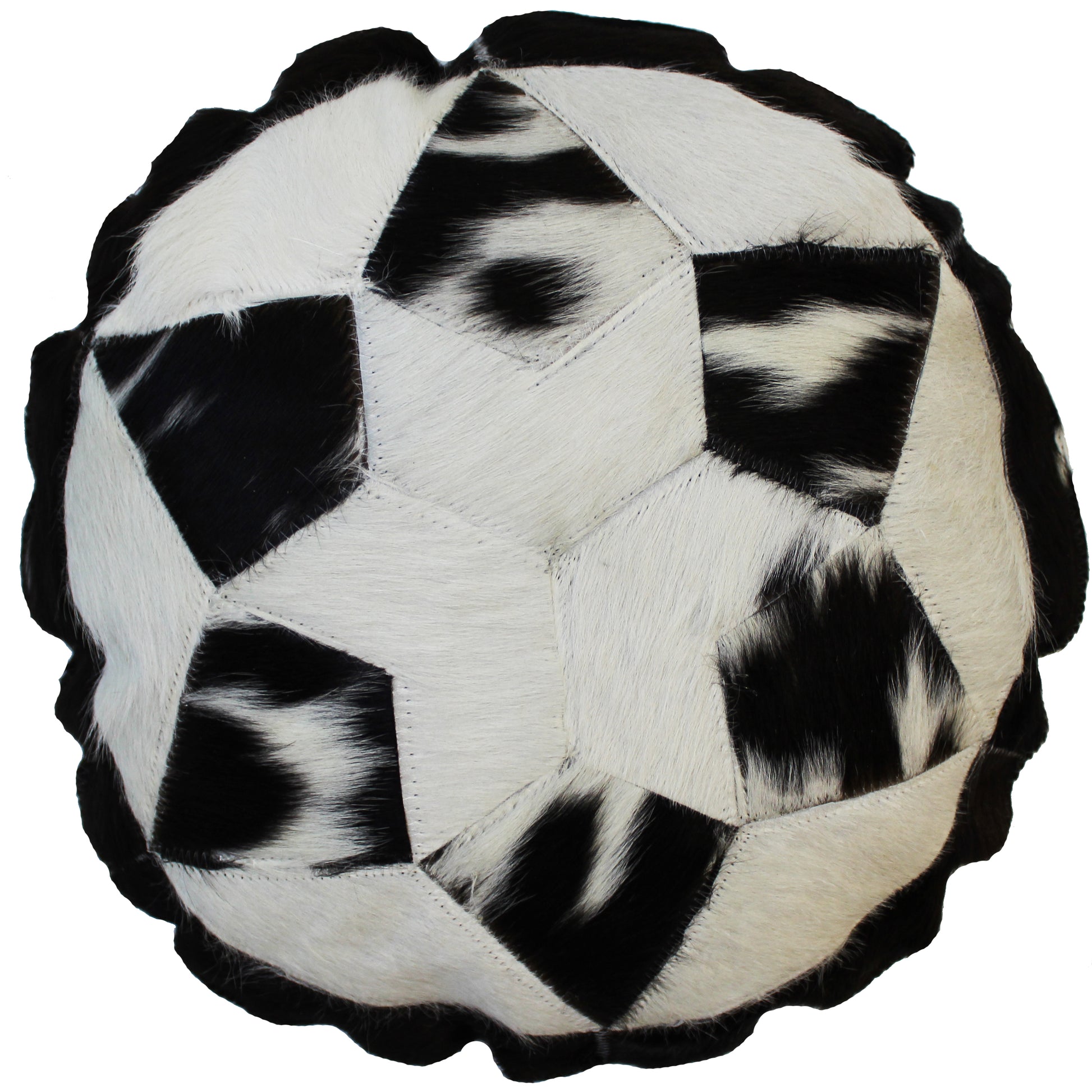 Natural Geo Herd Cowhide Black/Brown/White Round Decorative Throw Pillow