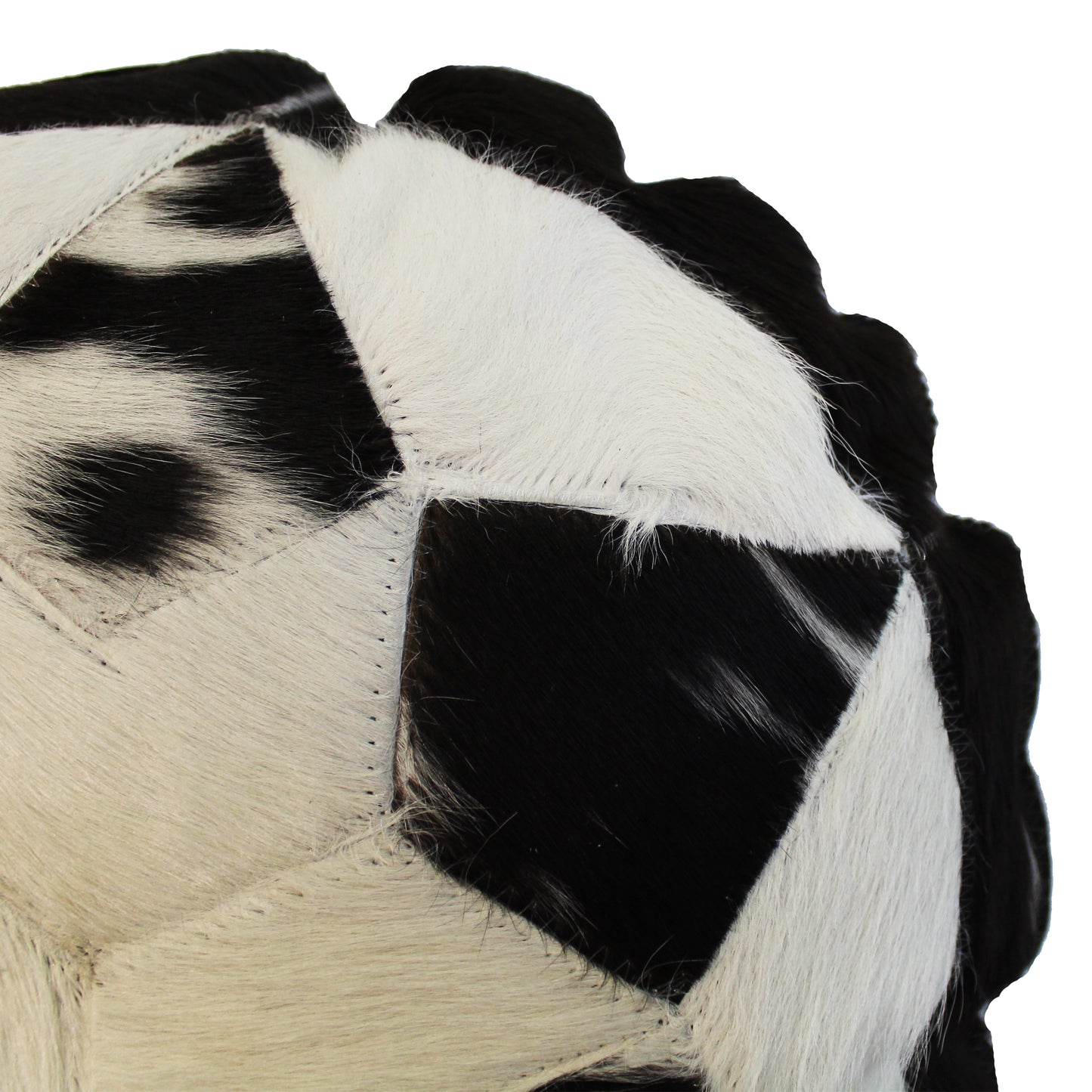 Natural Geo Herd Cowhide Black/Brown/White Round Decorative Throw Pillow