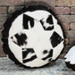 Natural Geo Herd Cowhide Black/Brown/White Round Decorative Throw Pillow