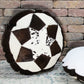 Natural Geo Herd Cowhide Black/Brown/White Round Decorative Throw Pillow