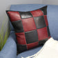 Natural Geo Maroon/Black Voguish Leather Geometric Pillow