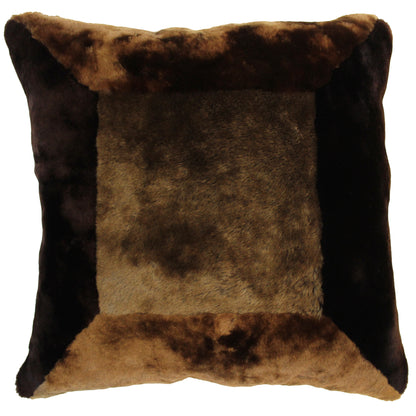 Natural Geo Flocculent Sheepskin Dark Brown Square Decorative Throw Pillow