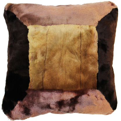 Natural Geo Flocculent Sheepskin Beige/Brown Square Decorative Throw Pillow