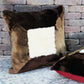 Natural Geo Flocculent Sheepskin White/Brown Square Decorative Throw Pillow