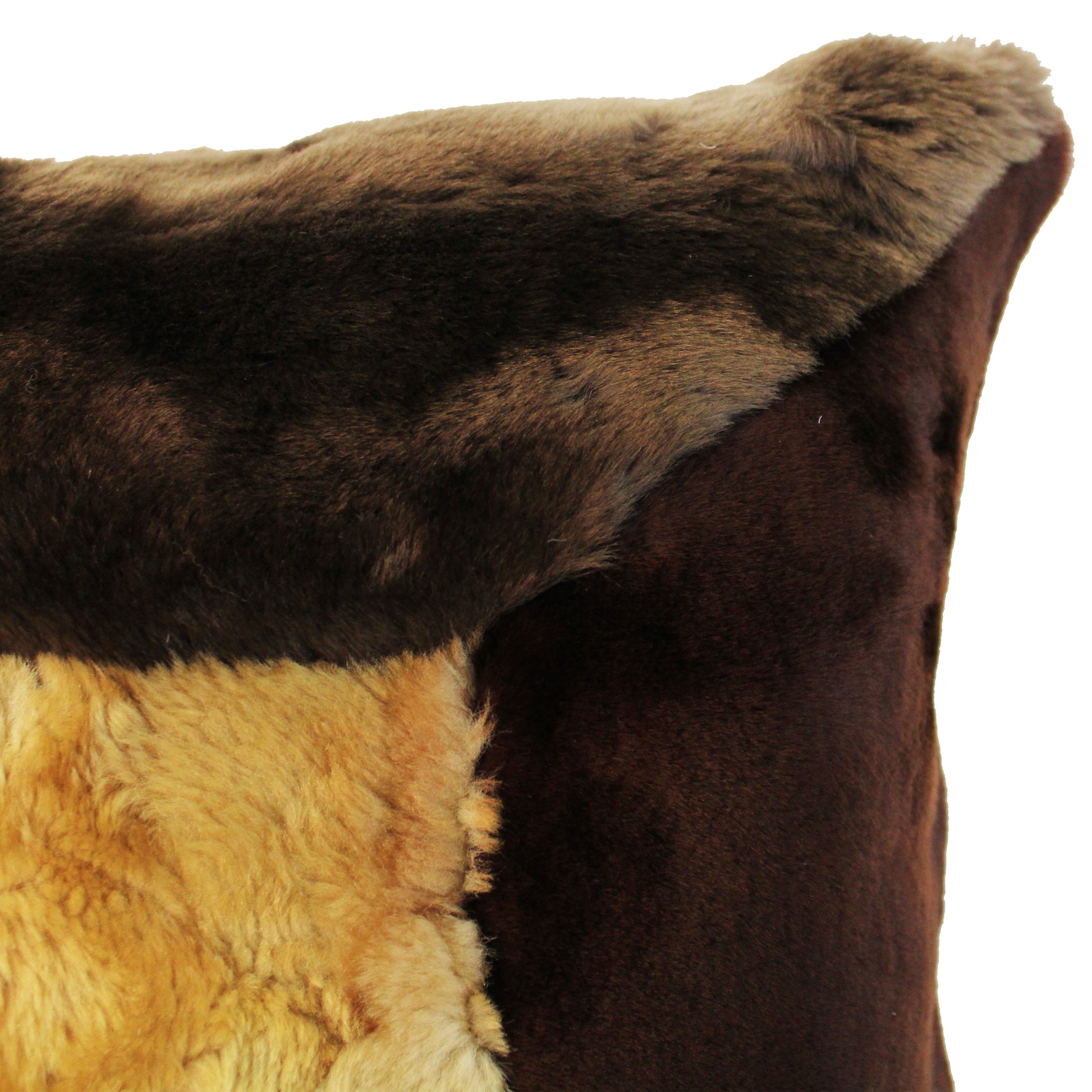 Natural Geo Flocculent Sheepskin Beige/Brown Square Decorative Throw Pillow