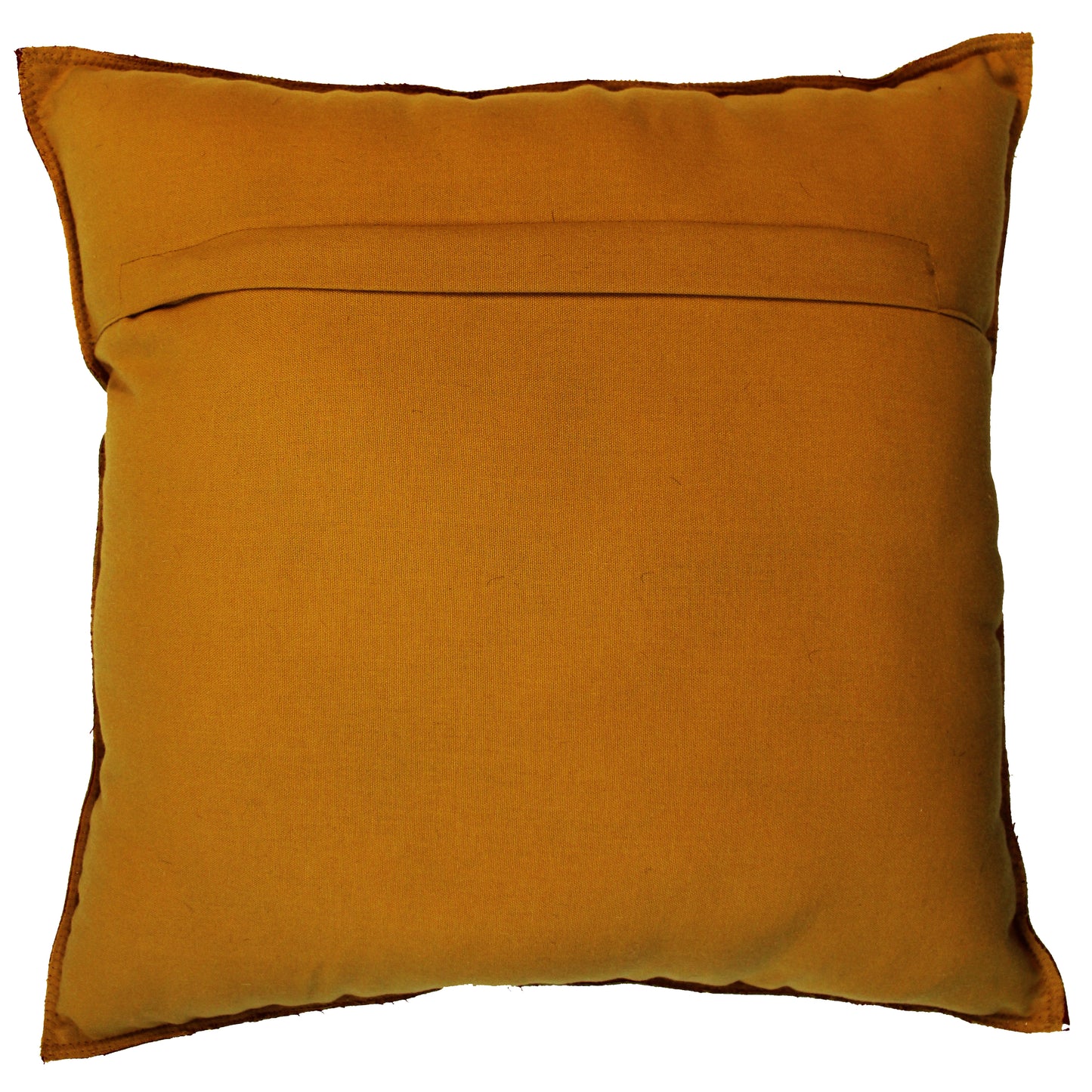 Natural Geo Prolific Leather Suede Yellow/Brown Square Decorative Throw Pillow