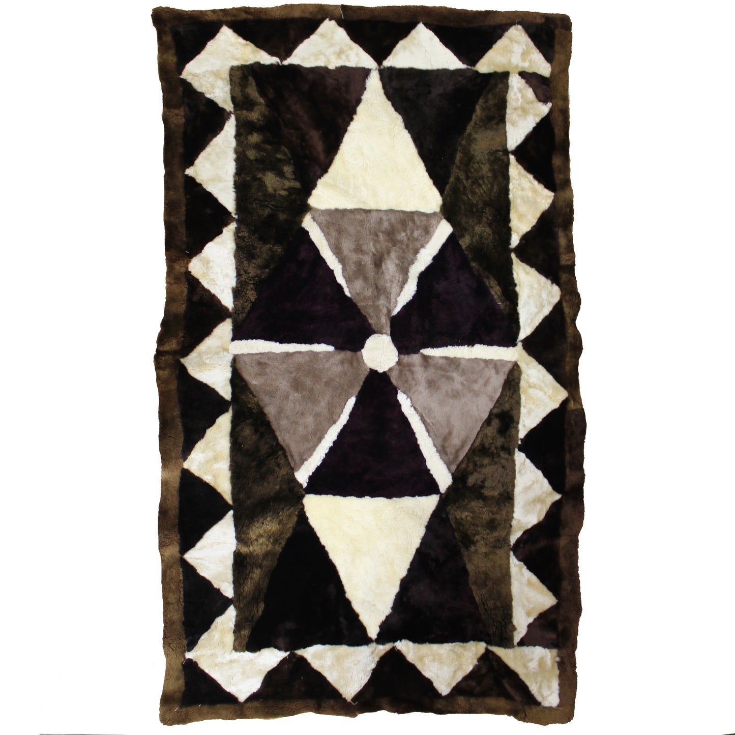 Natural Geo Sheepskin Area Rug Brown/Cream - 3 x 5'