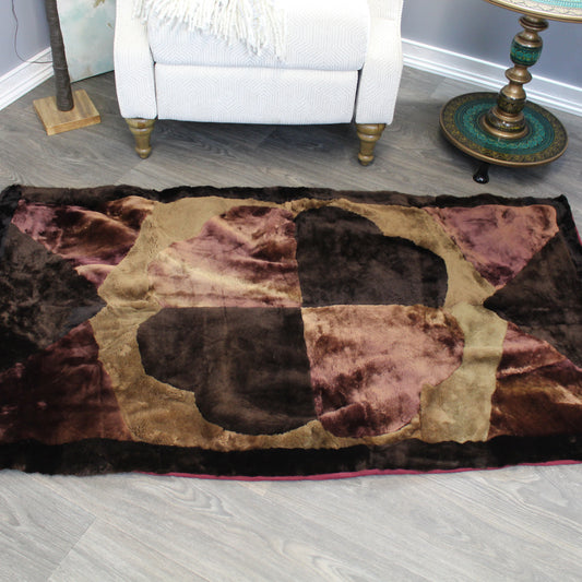 Natural Geo Sheepskin Area Rug Brown/Sand - 3 x 5'