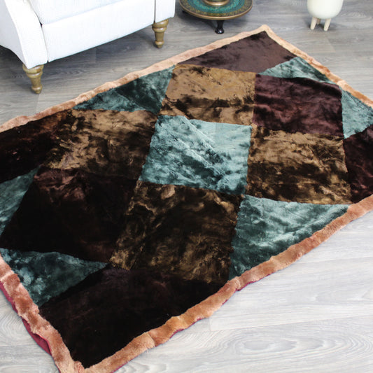 Natural Geo Sheepskin Area Rug Brown/Green - 4 x 6'