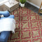 Natural Geo Spontaneous Jute Handwoven Geometric Natural/Maroon Area Rug