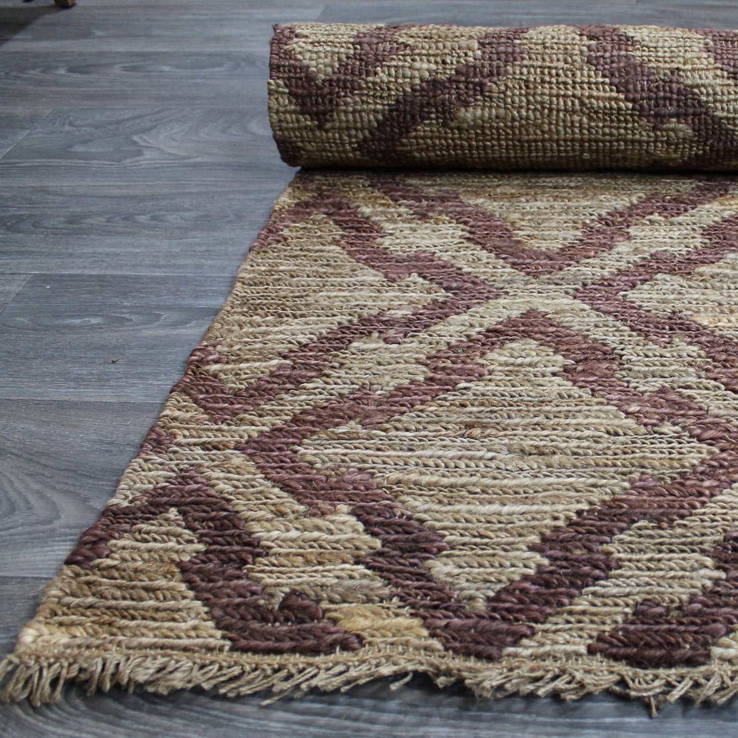Natural Geo Spontaneous Jute Handwoven Geometric Natural/Brown Area Rug