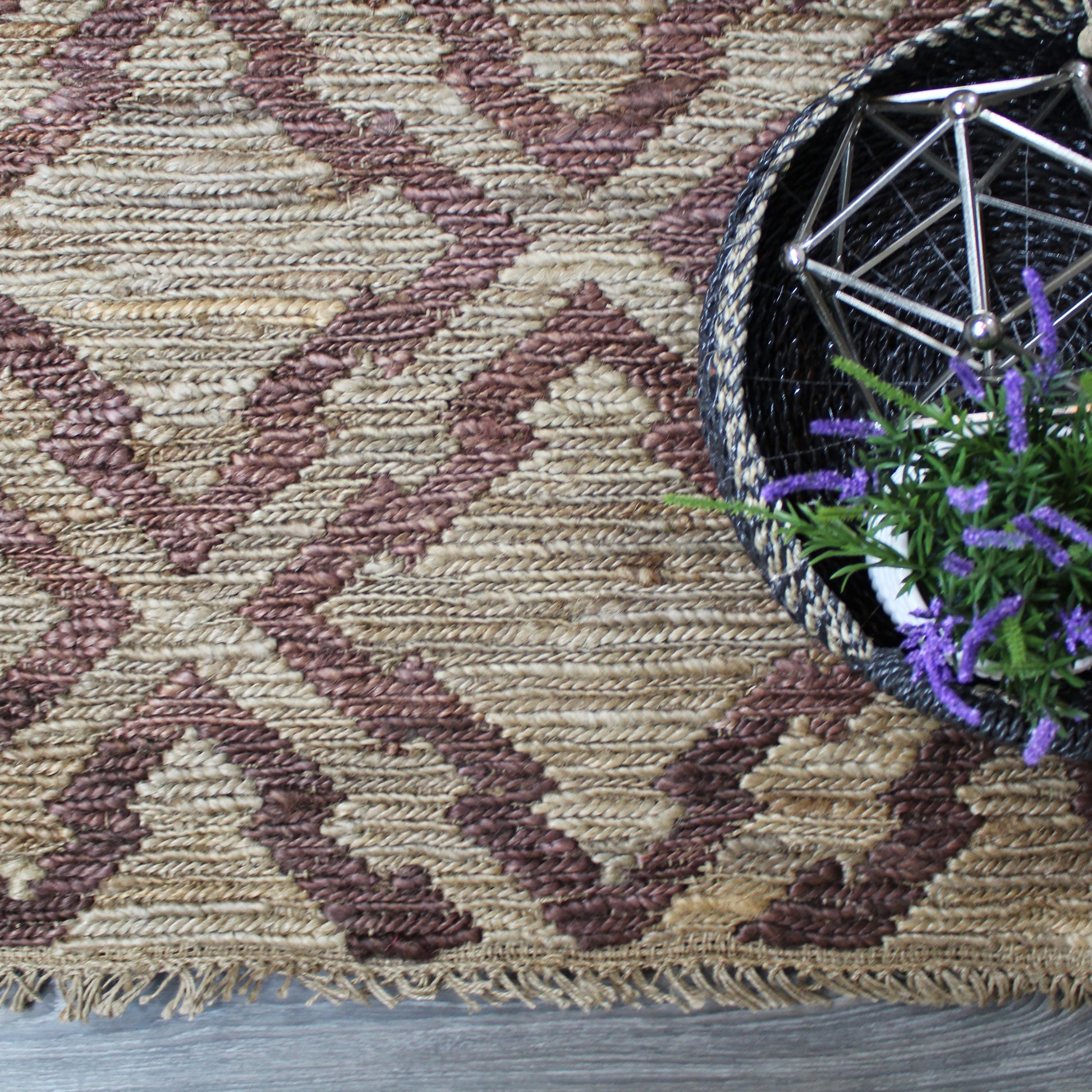 Natural Geo Spontaneous Jute Handwoven Geometric Natural/Brown Area Rug