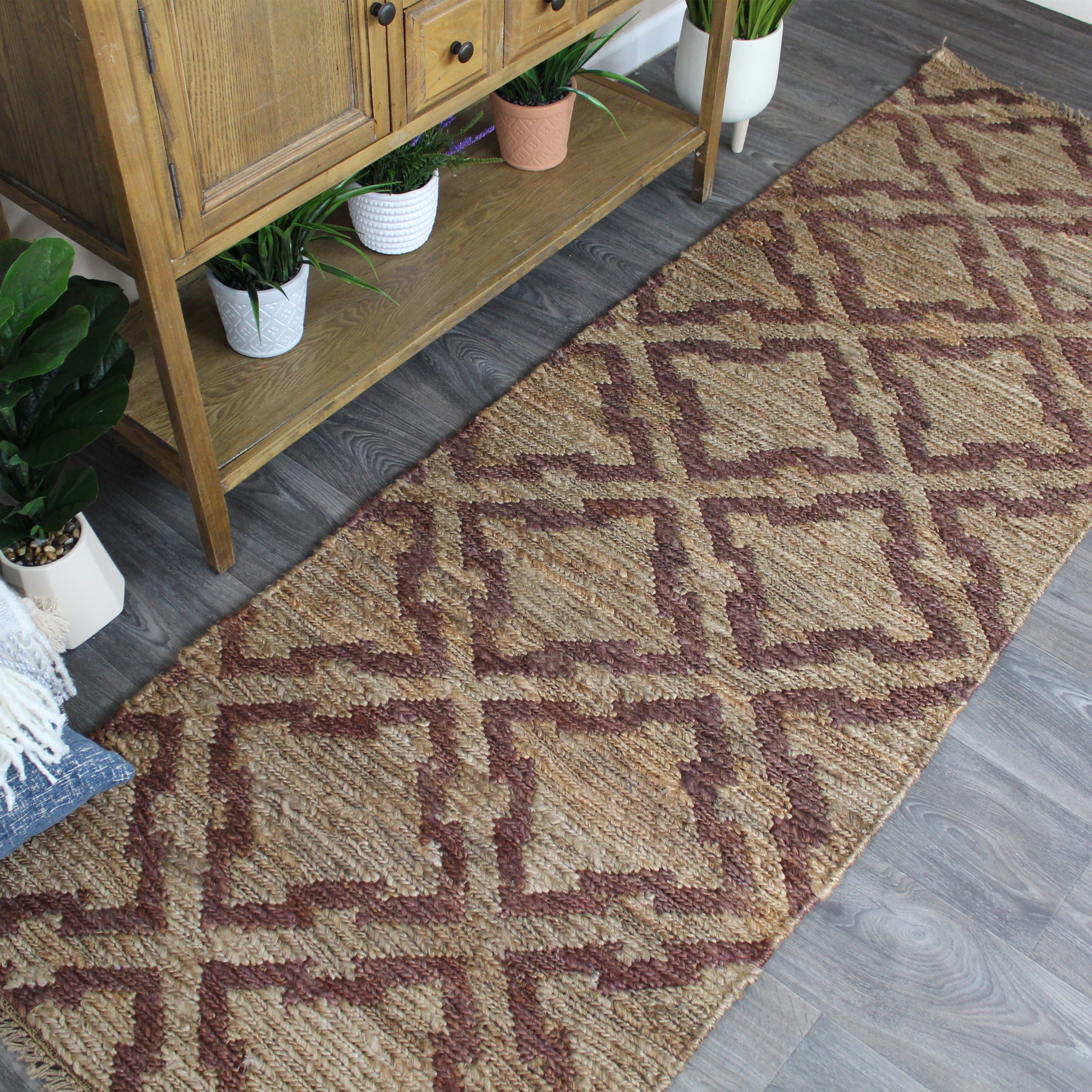 Natural Geo Spontaneous Jute Handwoven Geometric Natural/Brown Area Rug