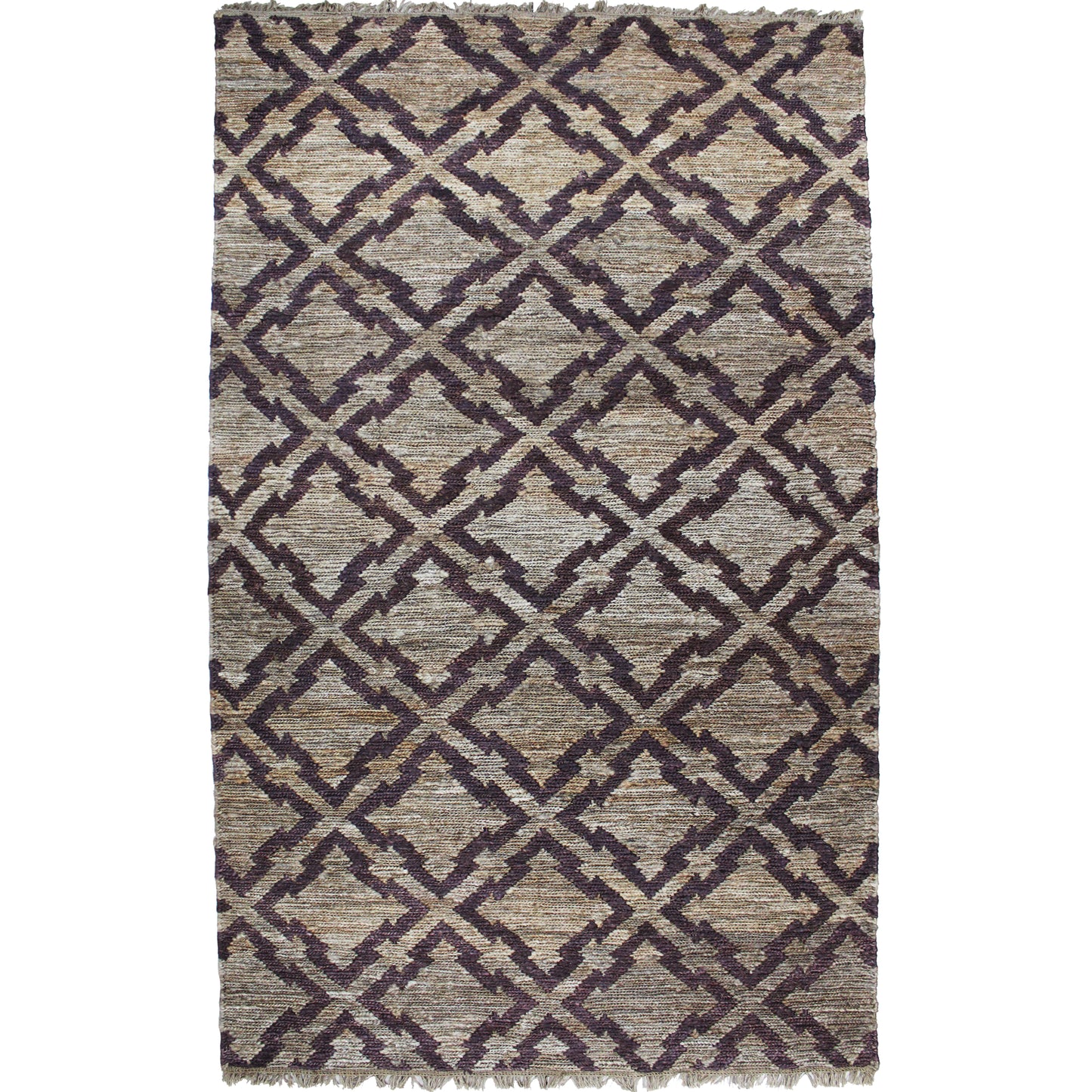 Natural Geo Spontaneous Jute Handwoven Geometric Natural/Brown Area Rug