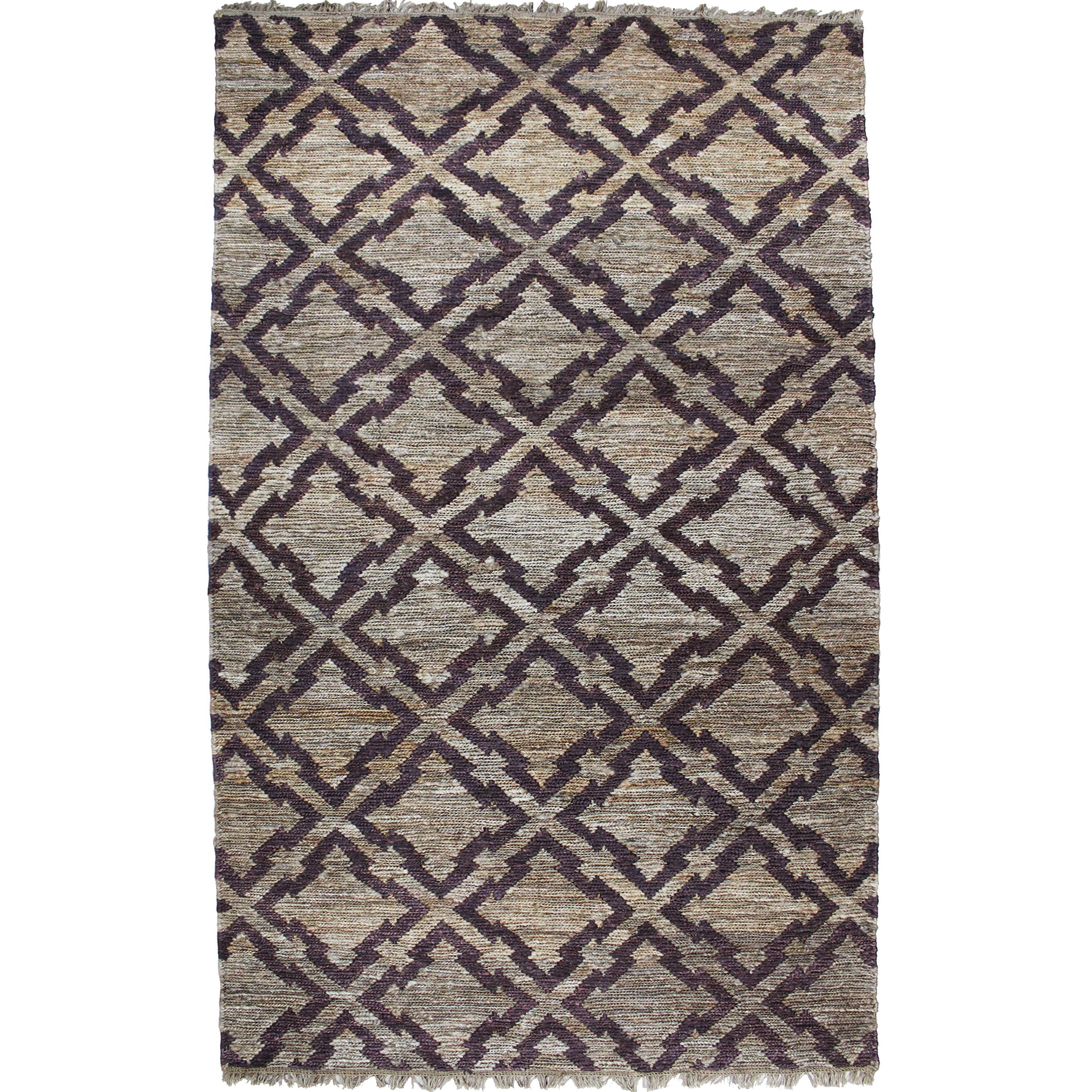 Natural Geo Spontaneous Jute Handwoven Geometric Natural/Brown Area Rug