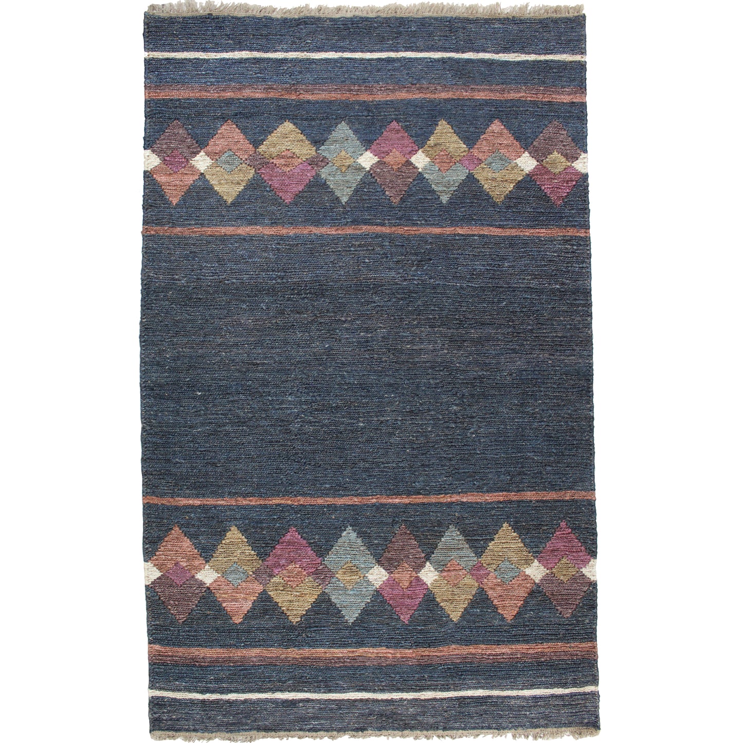 Natural Geo Spontaneous Jute Handwoven Charcoal/Multi Abstract Area Rug