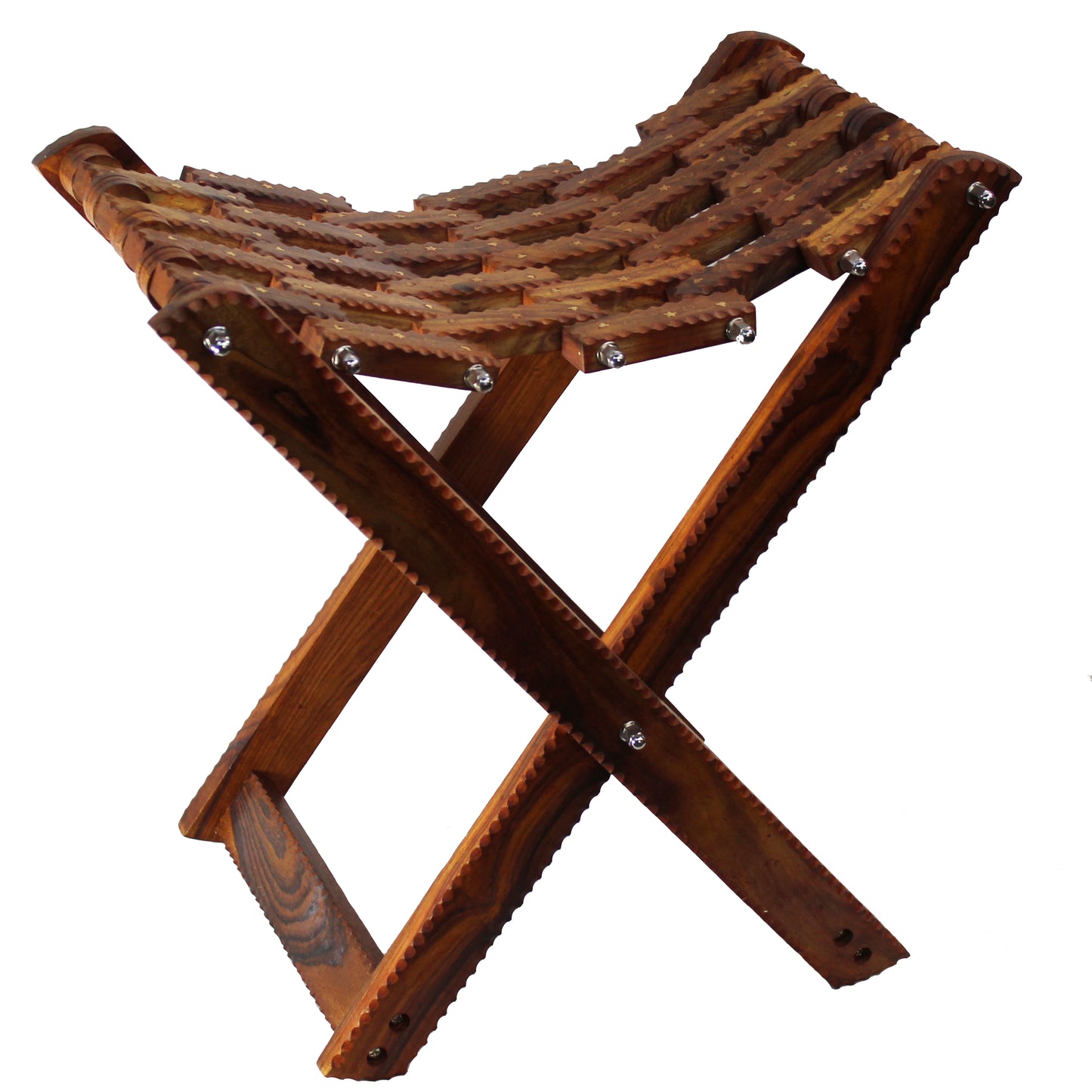 Natural Geo Rosewood Decorative Folding Stool